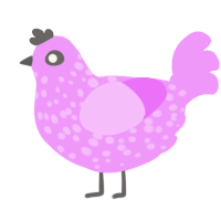 A lavender chicken with a speckle pattern