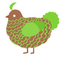 A brown and grass chicken with a lace pattern