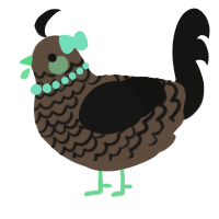 A bark and black chicken with a lace pattern