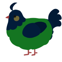 A leaf and tumblr chicken with a head pattern