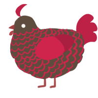 A bark and crimson chicken with a lace pattern
