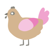 A beige and pink chicken