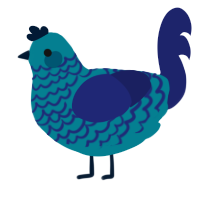 A sea and navy chicken with a lace pattern