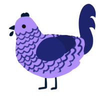 A lilac and navy chicken with a lace pattern