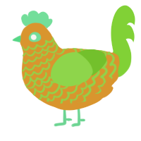 A orange and grass chicken with a lace pattern