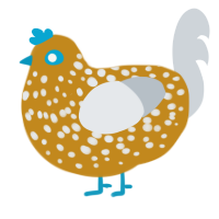A ochre and mist chicken with a speckle pattern