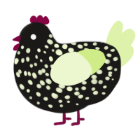 A sable and apple chicken with a speckle pattern