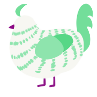A white and spring chicken with a bar pattern