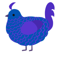 A ultramarine and indigo chicken with a lace pattern