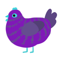 Sarasa Clip Marble, a violet and overcast chicken with a bar pattern