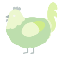 A gluppy and apple chicken with a head pattern
