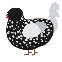 A sable and mist chicken with a speckle pattern