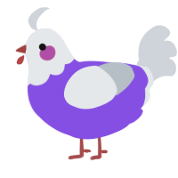 A blurple and mist chicken with a head pattern