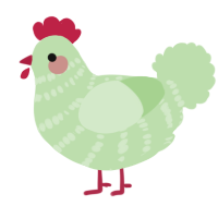 A gluppy chicken with a bar pattern