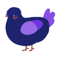 A navy and blurple chicken