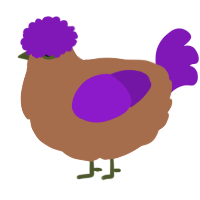 A brown and violet chicken