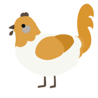 A white and orange chicken with a head pattern
