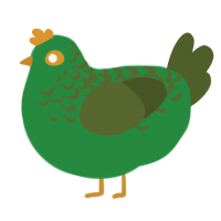 A viridian and olive chicken with a half-lace pattern