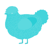 A aqua chicken with a double-lace pattern