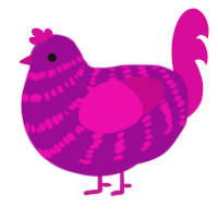 A plum and fuchsia chicken with a bar pattern