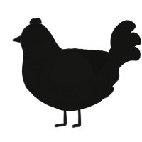 A black chicken with a lace pattern
