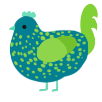A sea and grass chicken with a speckle pattern