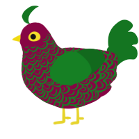 A maroon and leaf chicken with a double-lace pattern