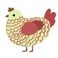 A apple and red chicken with a lace pattern