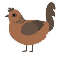 A brown and bark chicken with a neck-speckle pattern