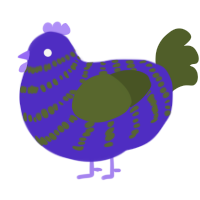 A indigo and olive chicken with a bar pattern