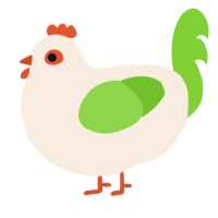 A cream and grass chicken