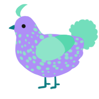 A lilac and mint chicken with a speckle pattern
