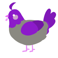 A ash and violet chicken with a head pattern