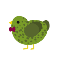 A chartreuse and olive chicken with a speckle pattern