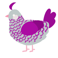 A silver and plum chicken with a lace pattern