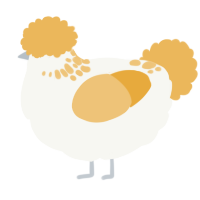 A white and honey chicken with a neck-speckle pattern
