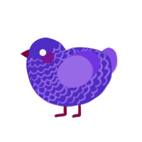 Jelly, a indigo and blurple chicken with a lace pattern