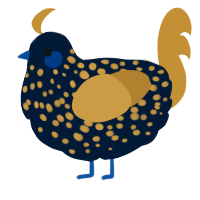 A tumblr and gold chicken with a speckle pattern