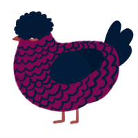 A wine and tumblr chicken with a lace pattern