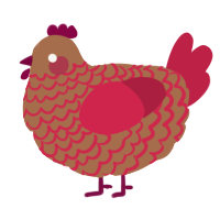 A brown and crimson chicken with a lace pattern