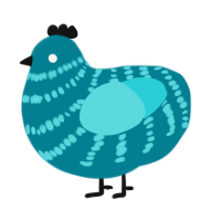A sea and aqua chicken with a bar pattern