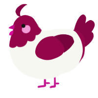 A white and maroon chicken with a head pattern