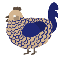 A beige and navy chicken with a lace pattern