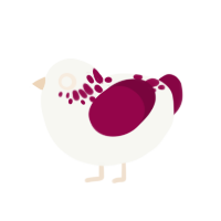 Swiss Army Knife, a white and maroon chicken with a neck-speckle pattern