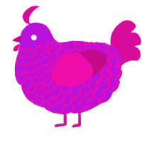 A amethyst and fuchsia chicken with a lace pattern