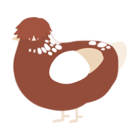 A russet and cream chicken with a neck-speckle pattern