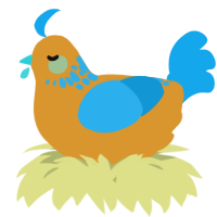 A orange and sky chicken with a neck-speckle pattern