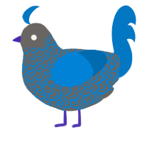 A grey and sapphire chicken with a double-lace pattern