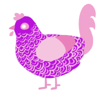 A amethyst and pink chicken with a double-lace pattern