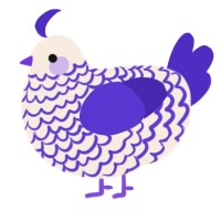 A cream and indigo chicken with a lace pattern